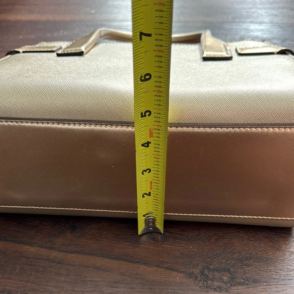 Michael Kors NWT Carmen Medium Metallic belted Gold Satchel Handbag - Picture 5 of 14